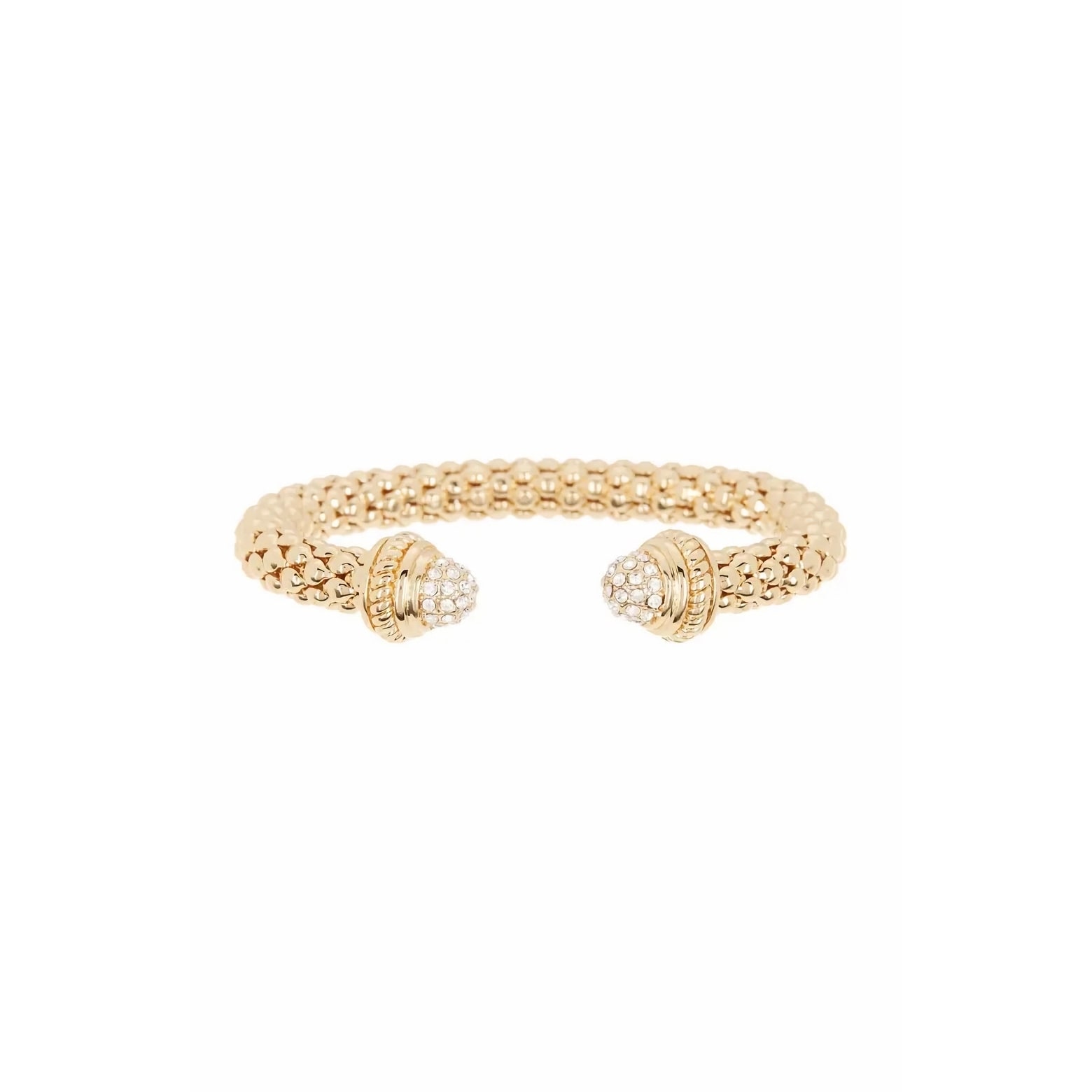 Juvell Gold Plated Cubic Zirconia Popcorn Mesh Cuff Bracelet