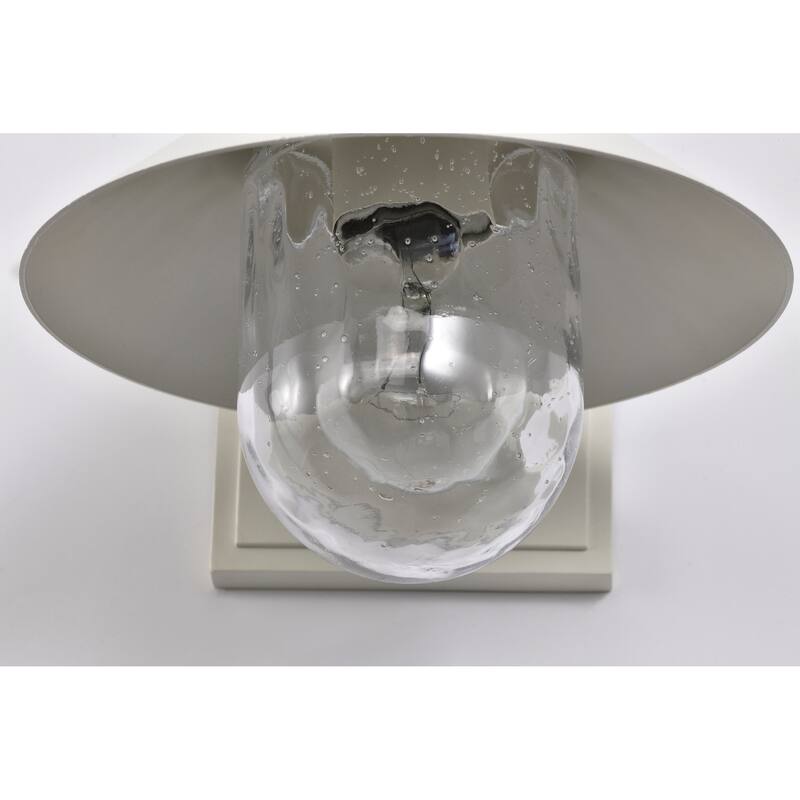 Ridge Small Outdoor Lantern White Finish Clear Seeded Glass
