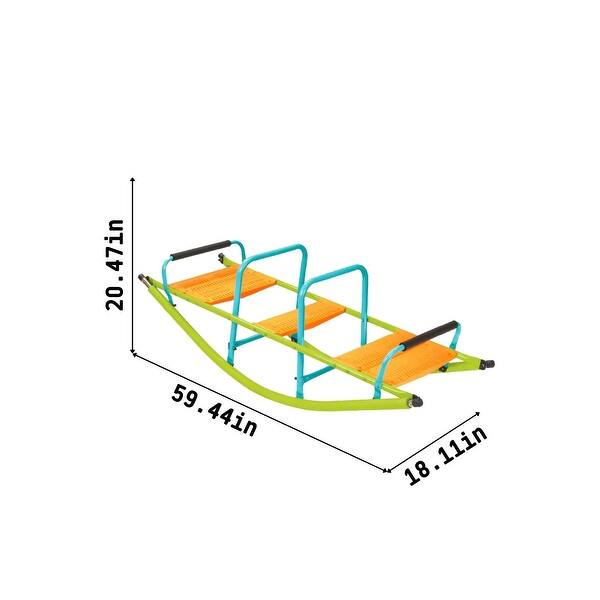 dimension image slide 0 of 2, High quality kids seesaw plastic seat playground equipment cute baby plastic rocker outdoor children blue and green steel tube