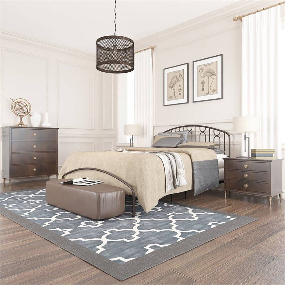 Contemporary Metal Queen Bed in Bronze