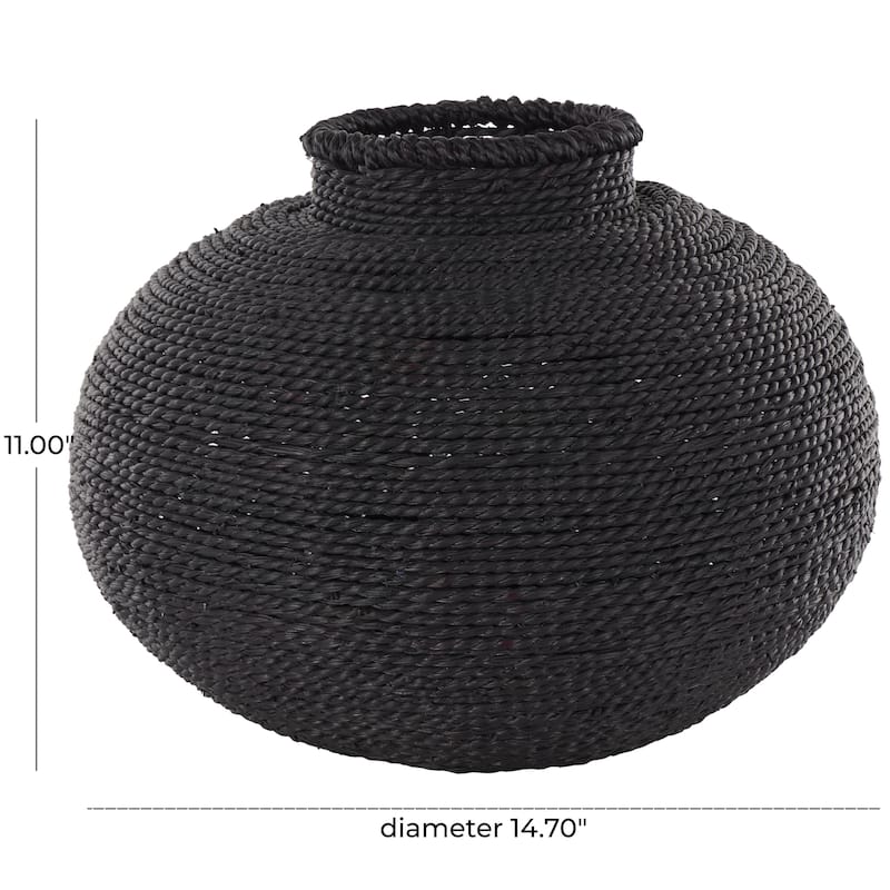 Metal Handmade Wrapped Pot Decorative Vase - Black - Roche River Decor