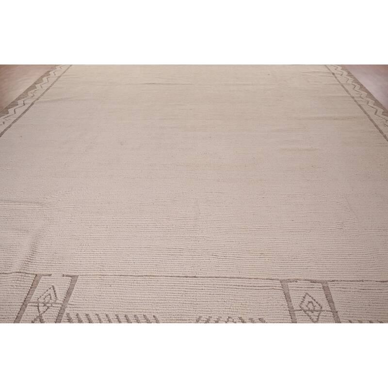Ivory Moroccan Oriental Large Area Rug Handmade Wool Carpet - 11'8"x 15'1"