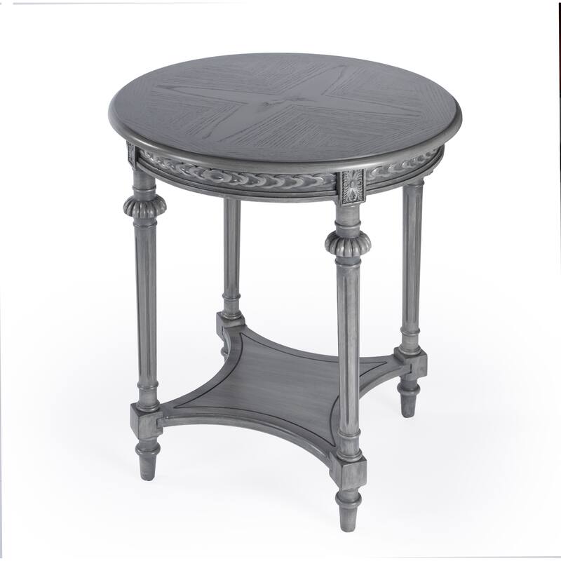Hellinger 24 in. W Round Wood Tall End Table with Open Shelf