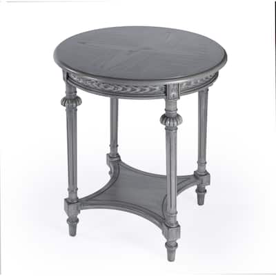 Hellinger 24 in. W Round Wood Tall End Table with Open Shelf