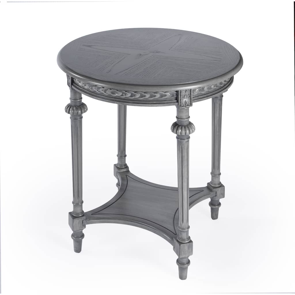 Hellinger 24 in. W Round Wood Tall End Table with Open Shelf