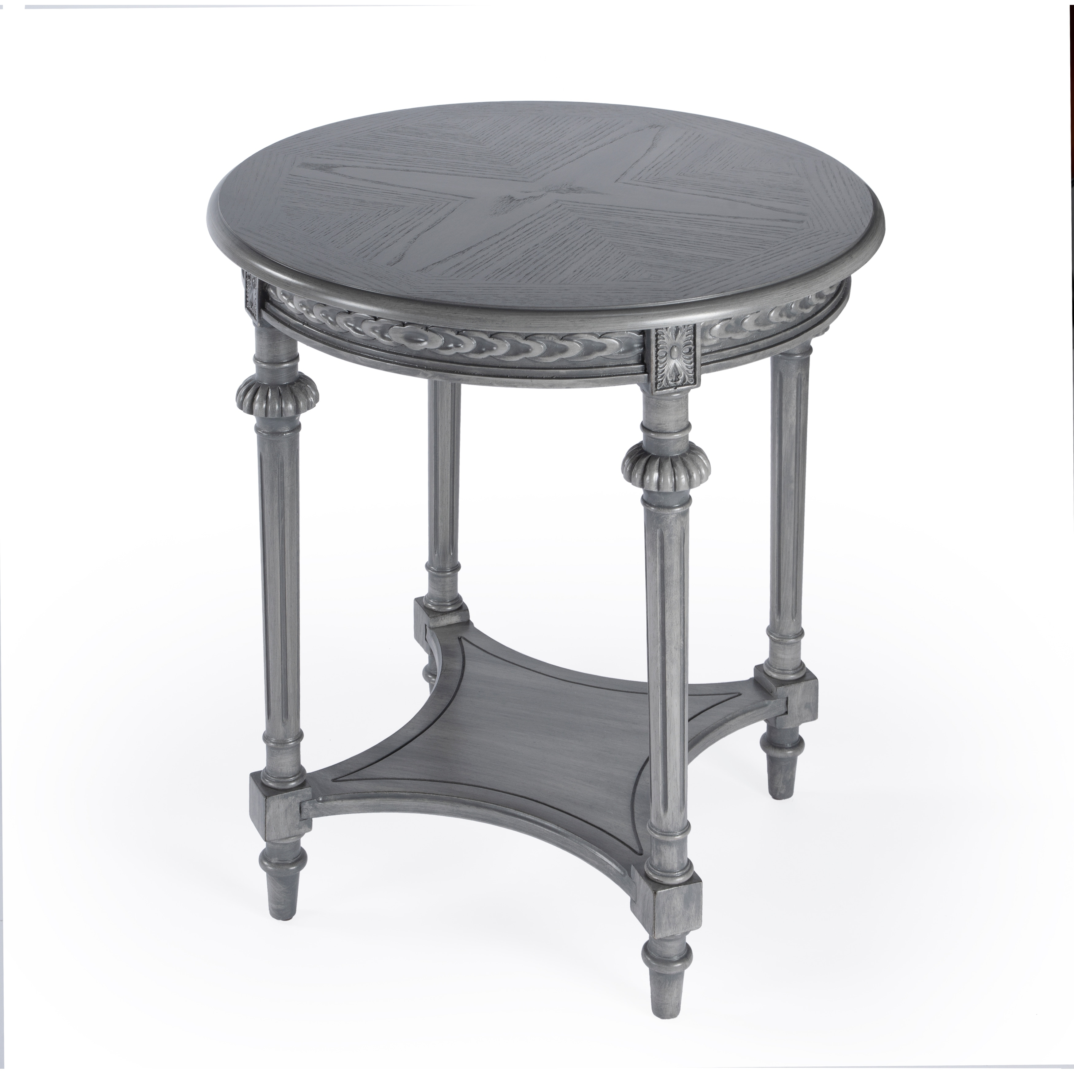 Hellinger 24 in. W Round Wood Tall End Table with Open Shelf
