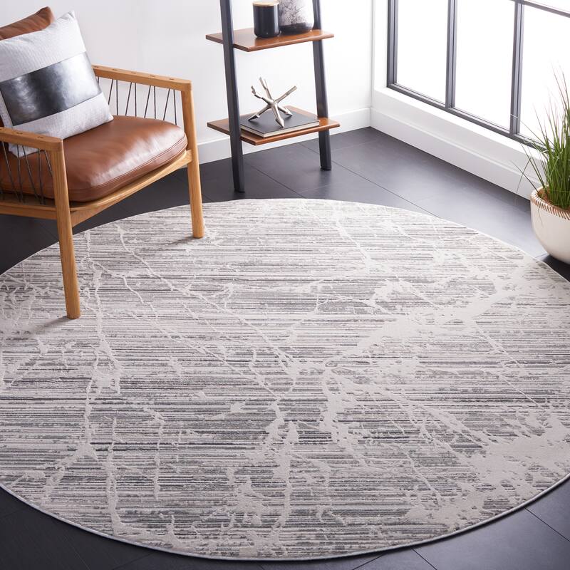 SAFAVIEH Vogue Mathilda Modern Abstract Rug - 6'7" Round - Beige/Grey