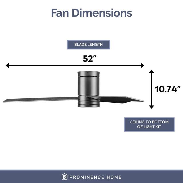 52" Prominence Home Espy Modern Hugger/Low Profile Ceiling Fan with Remote, Gun Metal - 52