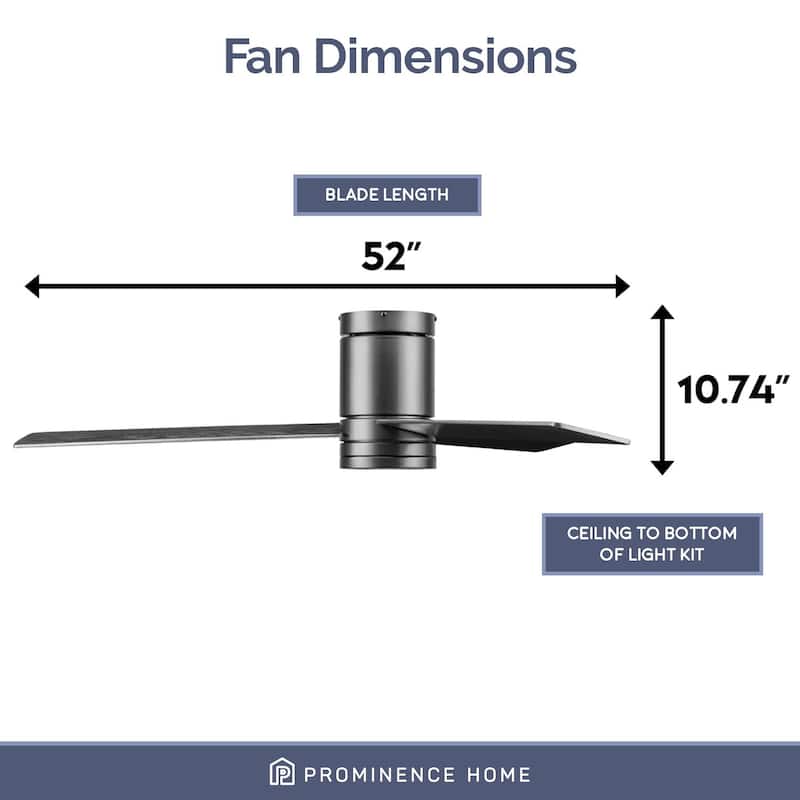 52" Prominence Home Espy Gun Metal Contemporary Indoor LED Ceiling Fan with Light, Remote Control - 52