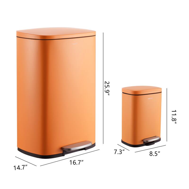 happimess 13-Gallon Trash Can with Soft-Close Lid and FREE Mini Trash Can