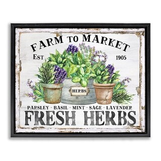 Stupell Farmhouse Fresh Herbs Framed Floater Canvas Wall Art Design By ...
