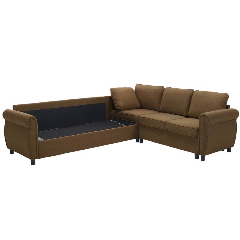 104" Polyester L-Shaped Sleeper Sectional Sofa