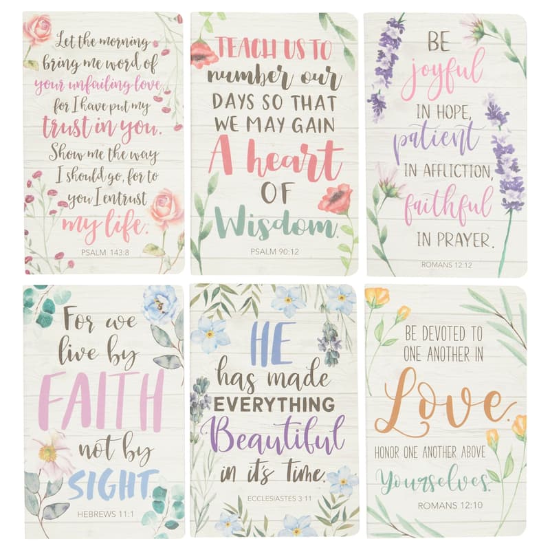 Paper Junkie 6 Pack Religious Faith Prayer Journals for Women, Notebooks for Church, 5 x 8 In