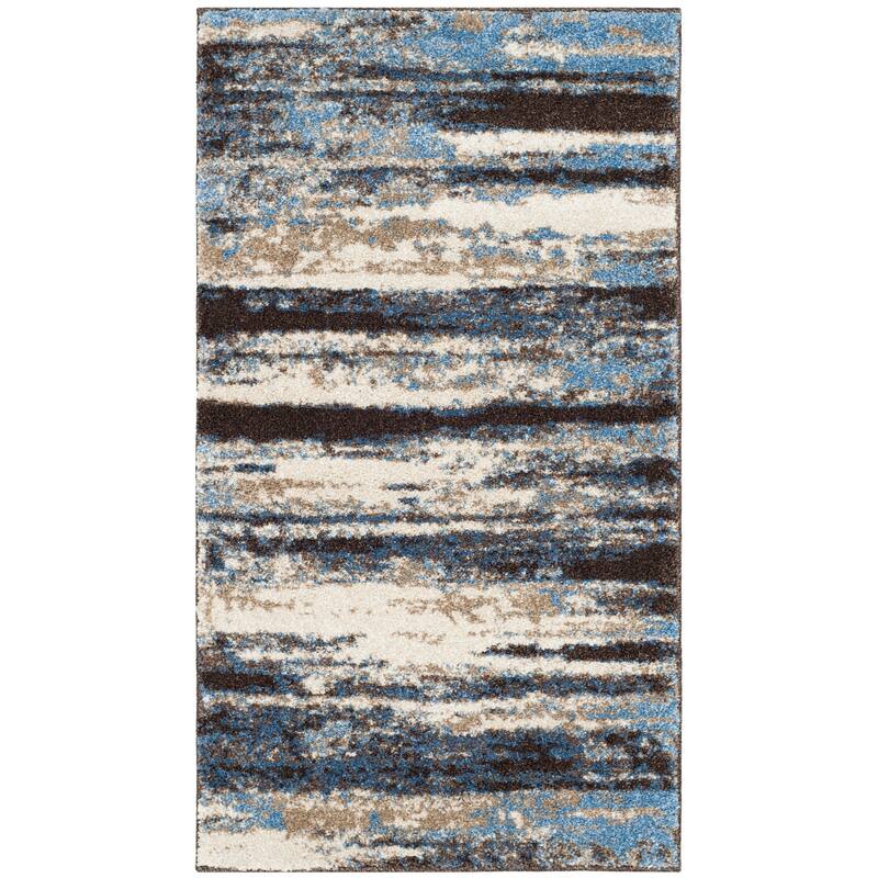 SAFAVIEH Retro Dicy Modern Abstract Distressed Rug - 2'6" x 4' - Cream/Blue