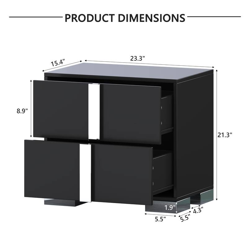 Modern Dresser with Metal Handle, Mirrored Storage Cabinet with 6 Drawers for Bedroom and Living Room