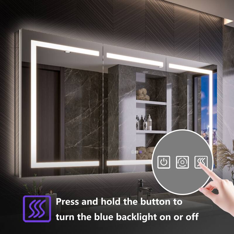 Modland 48"-72"W x 36"H Lighted Bathroom Medicine Cabinet with Backlit & Frontlit Modes,Anti-Fog