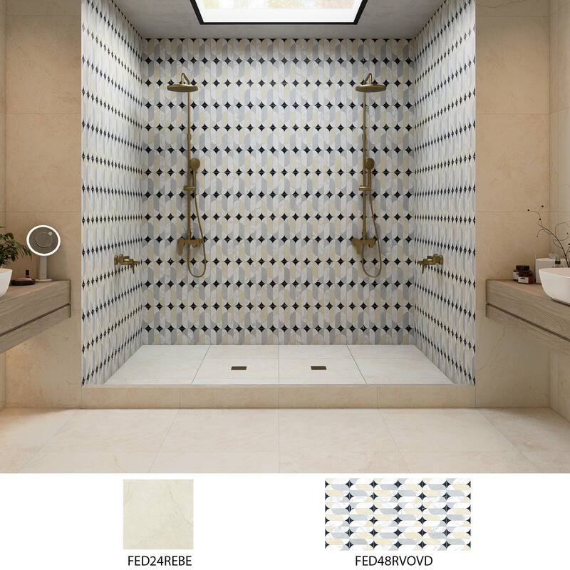 Merola Tile Reve Beige 23-1/2" x 23-1/2" Porcelain Floor and Wall Tile