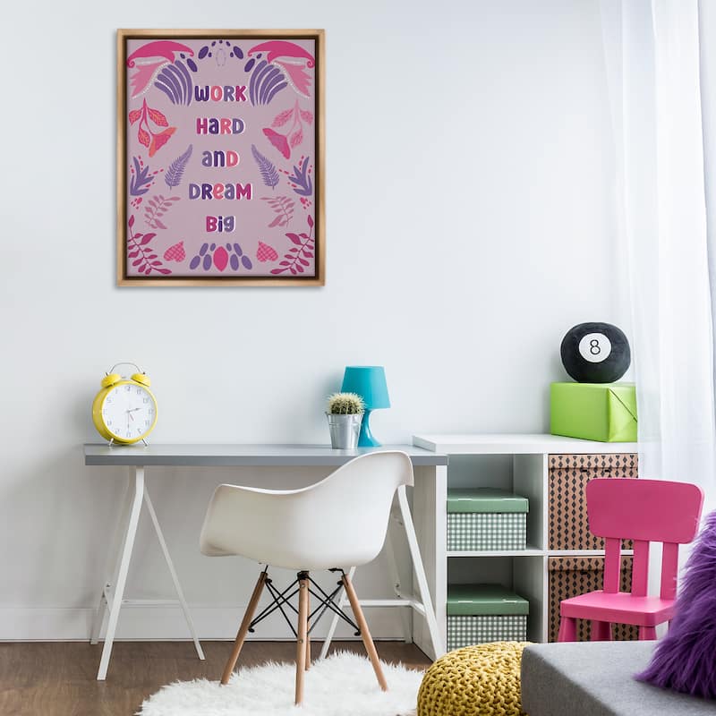 Stupell Work Hard Dream Big Framed Floater Canvas Wall Art Design By Julia Fox