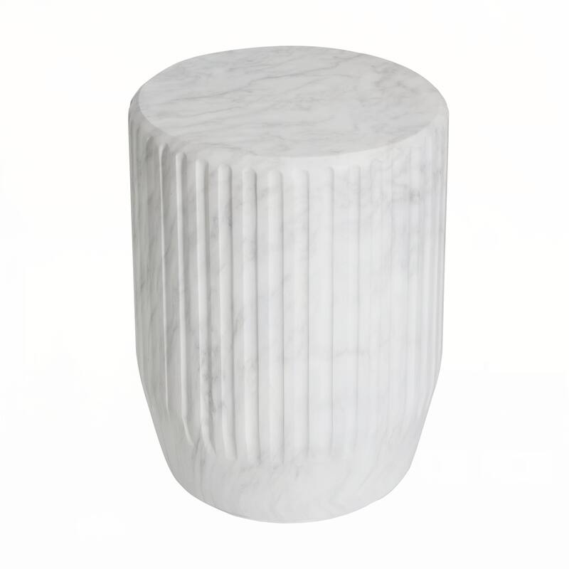 Outdoor Carved Side Table,White