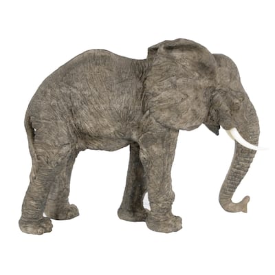 Don 13 Inch Walking Elephant Accent Figurine, Realistic Polyresin, Gray