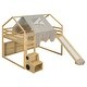 preview thumbnail 7 of 16, Full Size Wooden Loft Bed House-shaped Frame with a Tent, Natural+Beige
