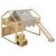 preview thumbnail 67 of 78, Roomfitters Twin Size Wooden Loft Bed with House-Shaped Frame and Tent, Stylish Loft Design, Natural + Beige