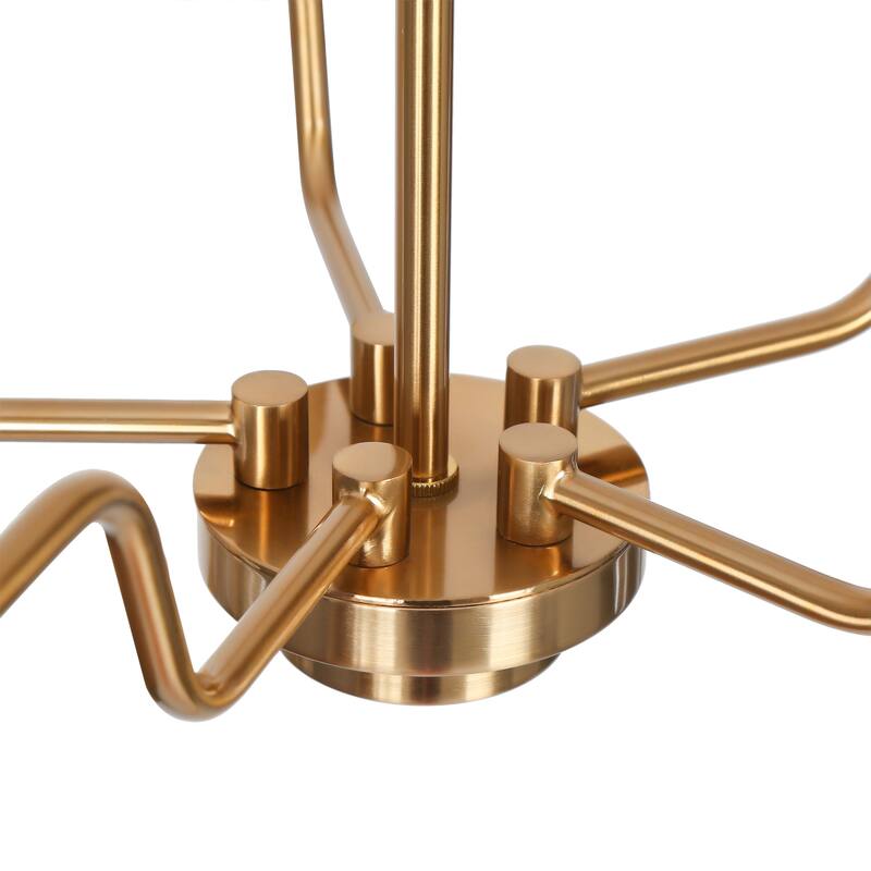 Liniya Modern Glam 5-Light Electroplated Brass Chandelier Seeded Glass Wheel Dining Room Pendant Light
