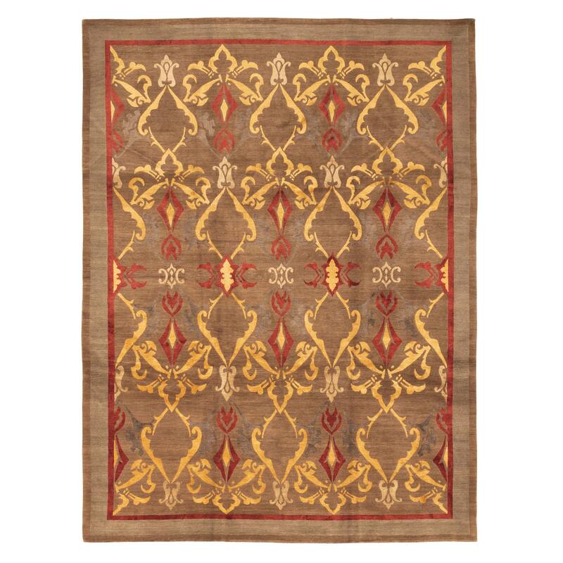 ECARPETGALLERY Hand-knotted Opulence Brown Silk, Wool Rug - 9'1 x 11'11