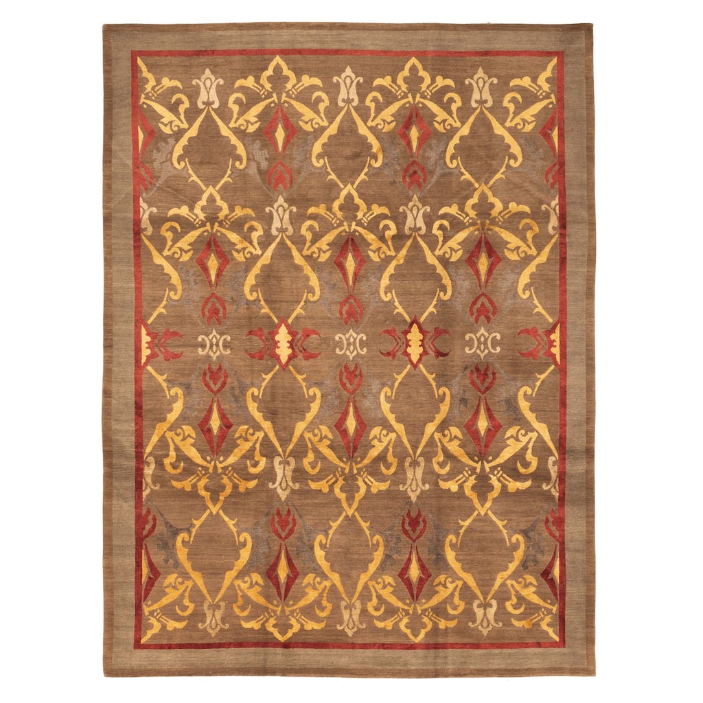 ECARPETGALLERY Hand-knotted Opulence Brown Silk, Wool Rug - 9'1 x 11'11