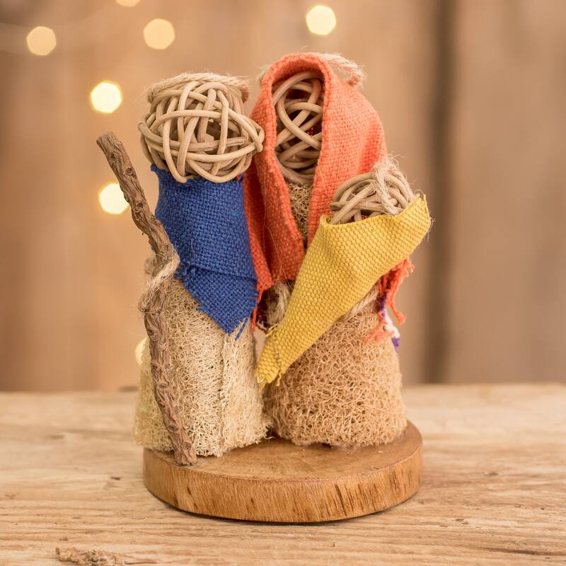 Novica Handmade Bethlehem Miracle Natural Fiber Nativity Sculpture
