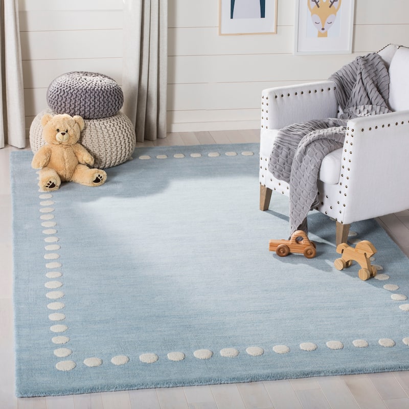 SAFAVIEH Handmade Kids Armanda Wool Rug - Blue/Ivory - 3'  x  5' - Rectangle