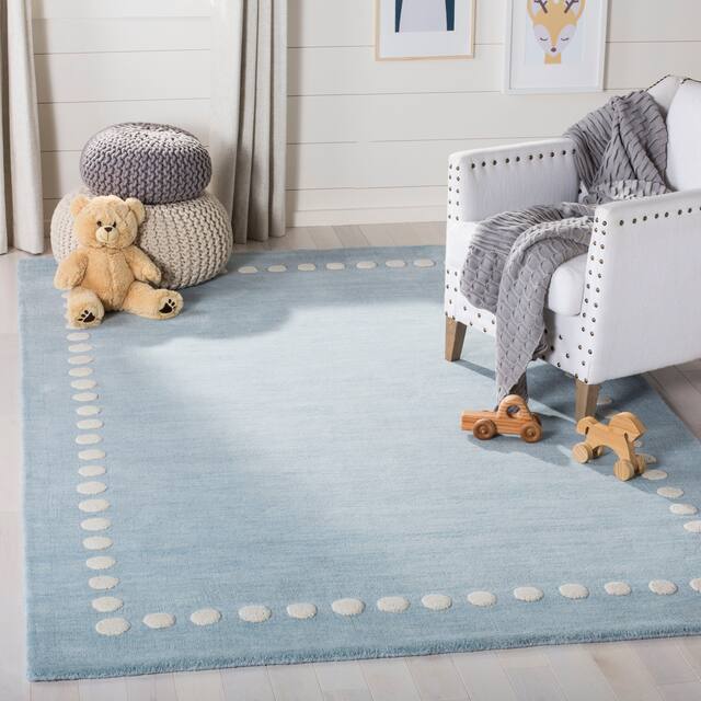 SAFAVIEH Handmade Kids Armanda Wool Rug - 8' x 10' - Blue/Ivory