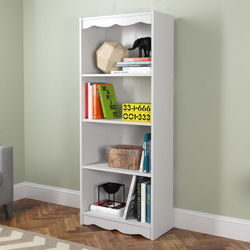 White 60-inch Tall, 4-Shelf Bookcase - Antique White