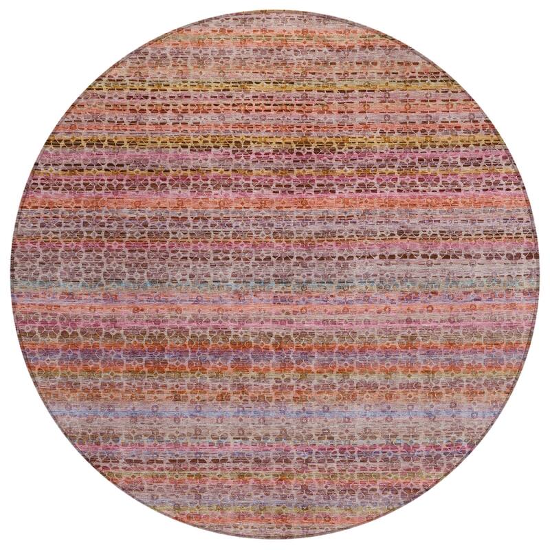 Machine Washable Indoor/Outdoor Transitional Striped Chantille Rug