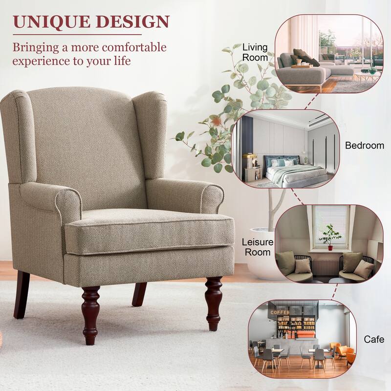 Accent Armchair with Turned Legs Set of 2 Blue/ Beige / Grey