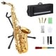 preview thumbnail 1 of 4, Beginner Eb Saxophone Flat Alto Saxophone, Eb Alto Saxophone, AS-100 Alto Saxophone With Mouthpiece - Gold Kids