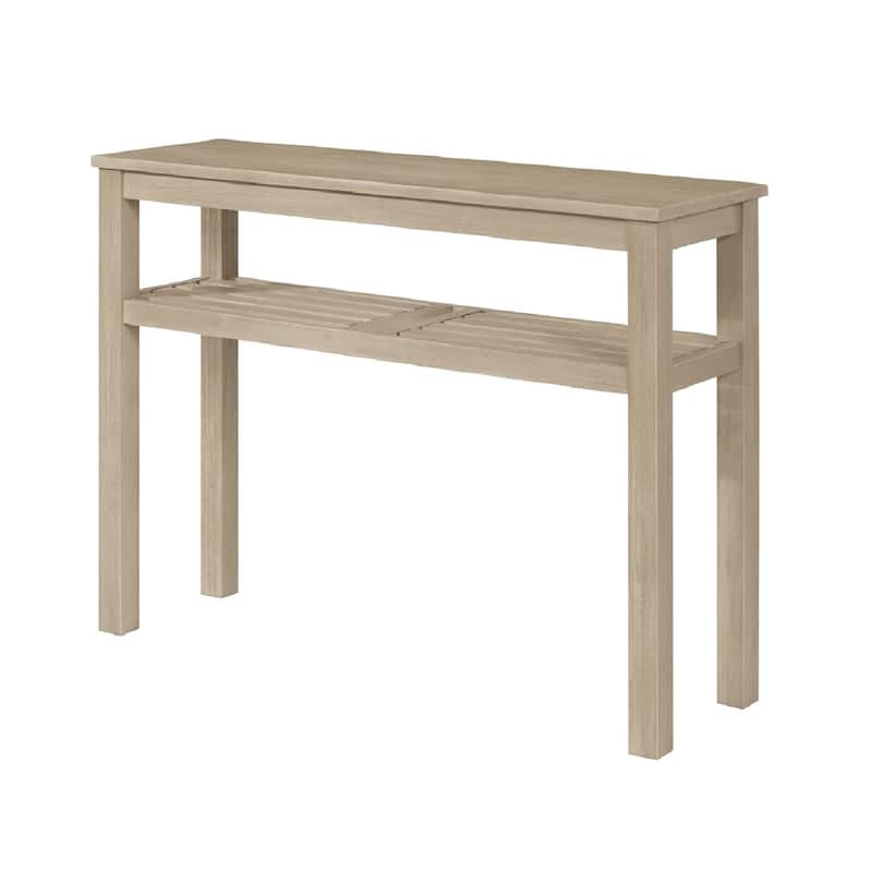 NPD Furniture Tiburon Acacia Wood Console Table with Shelf - Drifted Sand