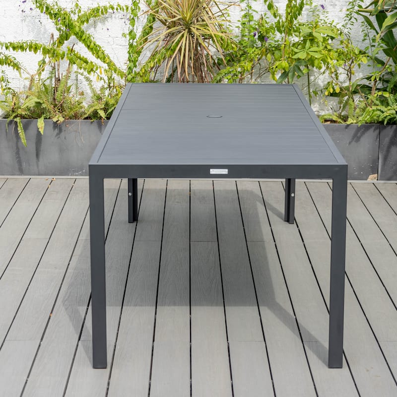 Chelsea Mid-Century Modern Outdoor Dining Table with Rust-Resistant Black Aluminum - Minimalist Patio Table