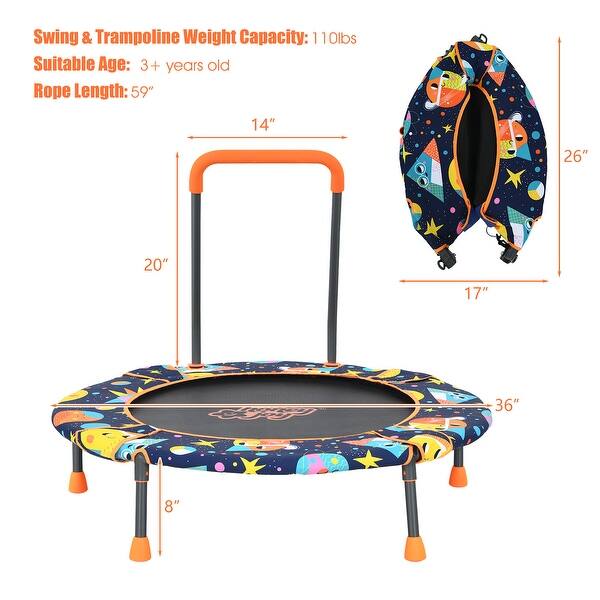 36''Convertible Swing & Trampoline Set Toddler Kids Fitness Rebounder