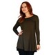Simply Ravishing Women's Scoop Long Sleeve Pleated Flare Blouse Top Tunic Shirt (Size: S-5X)