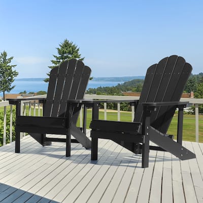 BONOSUKI 2pcs Outdoor Adirondack Chair,HIPS Wooden-Like Finish Chair