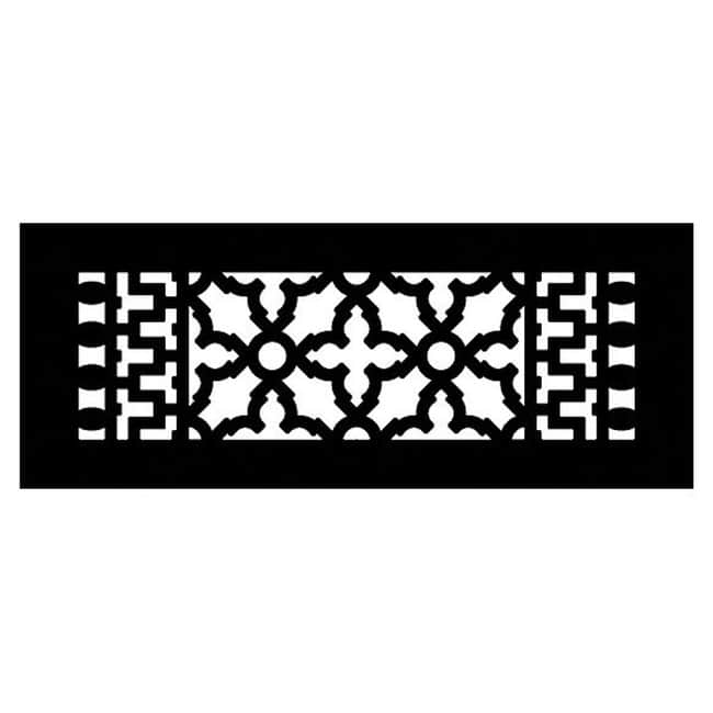 Reggio Registers Scroll Series 4" x 12" Floor Grille without Mounting - Black Aluminum