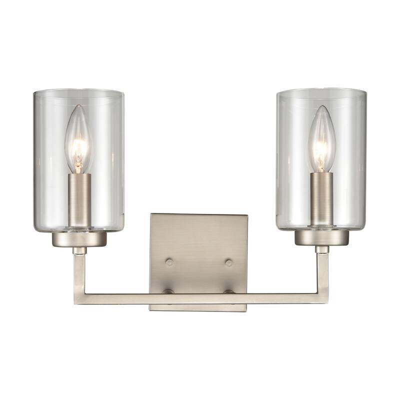 West End 14.5-inch Wide 2-Light Vanity Light in Brushed Nickel - 14.5 - Brushed Nickel