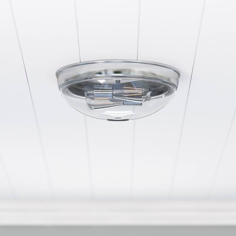 Prominence Home Madalyn, Flushmount Light Fixture - Brushed Nickel Clear Glass