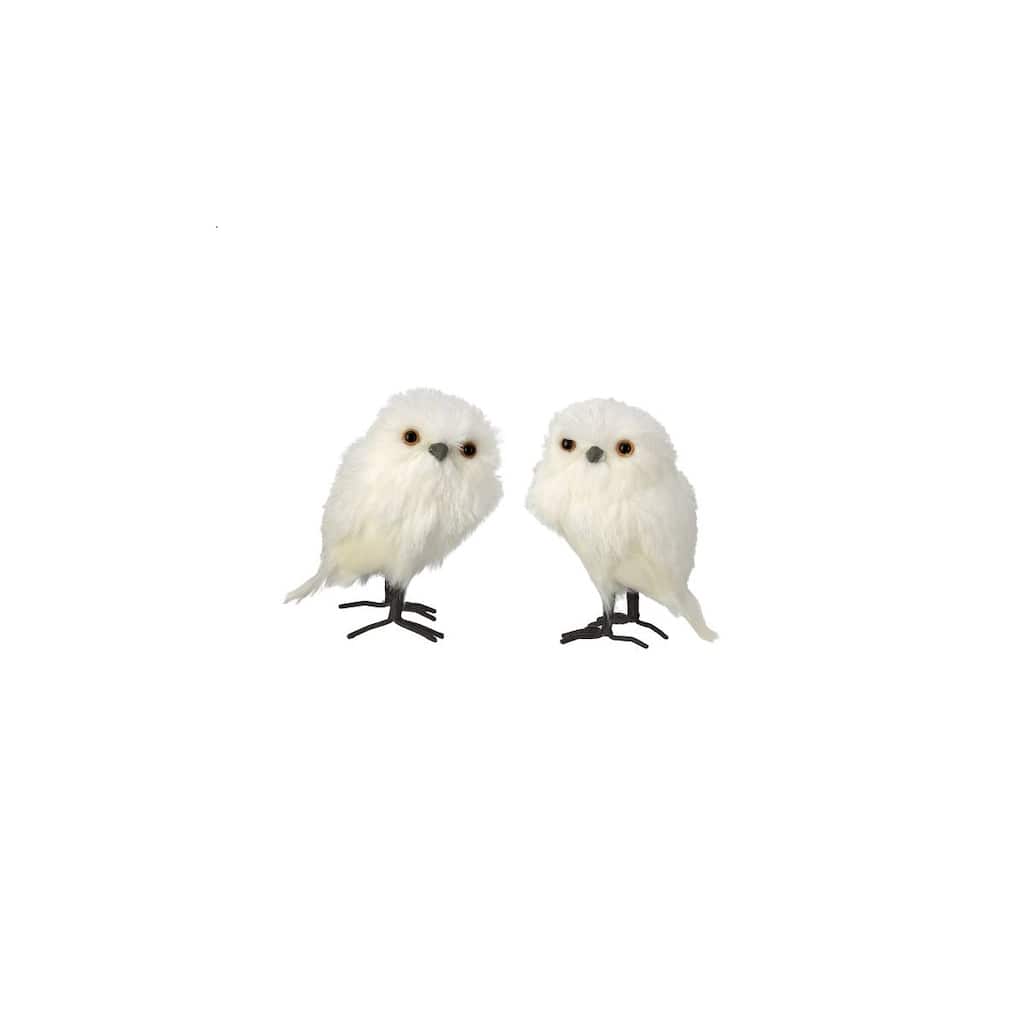 Set of 2 White Owl Christmas Plush Figures 6.5"