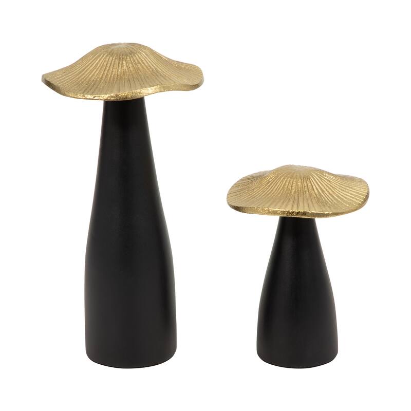 Sagebrook Home Metal, Mushroom Decor Black/Gold, Cylinder, Two-Tone