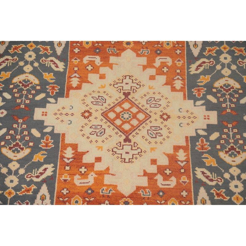 Geometric Kazak Area Rug Hand-Knotted Tribal Wool Carpet - 7'10"x 9'11"