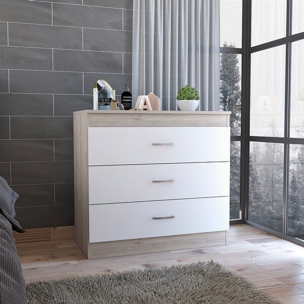 Three Drawer Dresser Lial Superior Top Metal Hardware Light Gray White Finish Bed Bath Beyond 39700593
