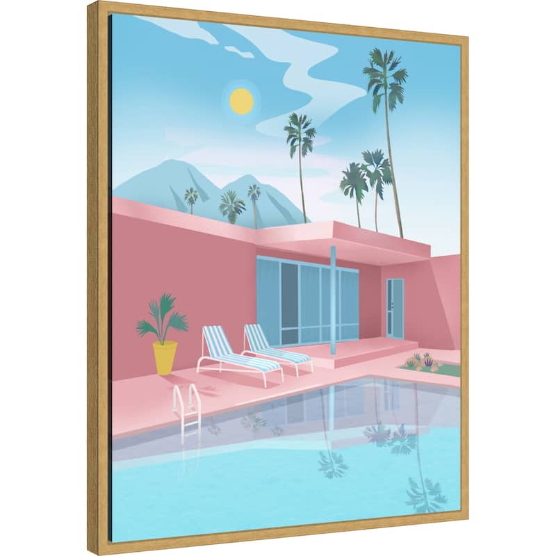 Palm springs by Petra Lizde Framed Canvas Wall Art Print - Sylvie Bright Gold