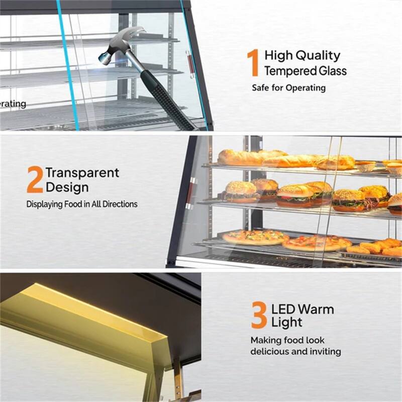 3-Tier 48 Inch 1800W 110V Countertop Hot Food Warmer Display Case